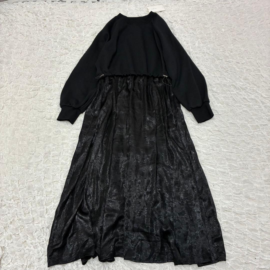 タグ付き 未使用品 プラスオトハ OTOHA 黒 ワンピース ロング ドッキング