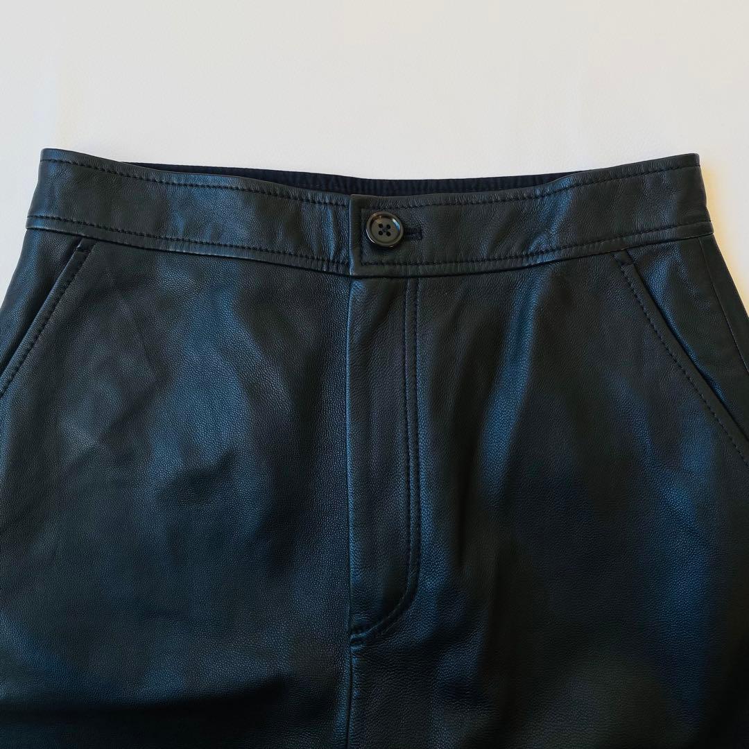 【美品】カレンソロジー　羊革 ラムレザー ハイウエスト テーパードパンツ　M