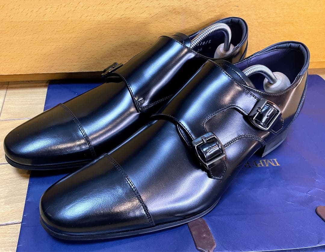 新品最終値下リーガルシューズダブルモンクストラップ靴本革スクラッチタフレザー26