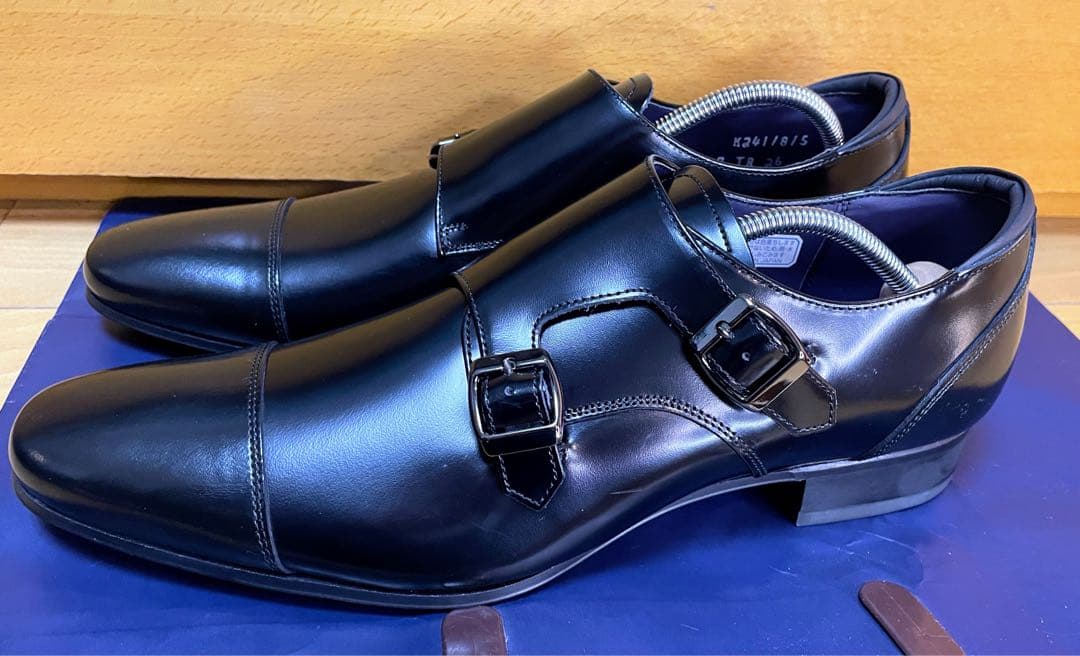 新品最終値下リーガルシューズダブルモンクストラップ靴本革スクラッチタフレザー26