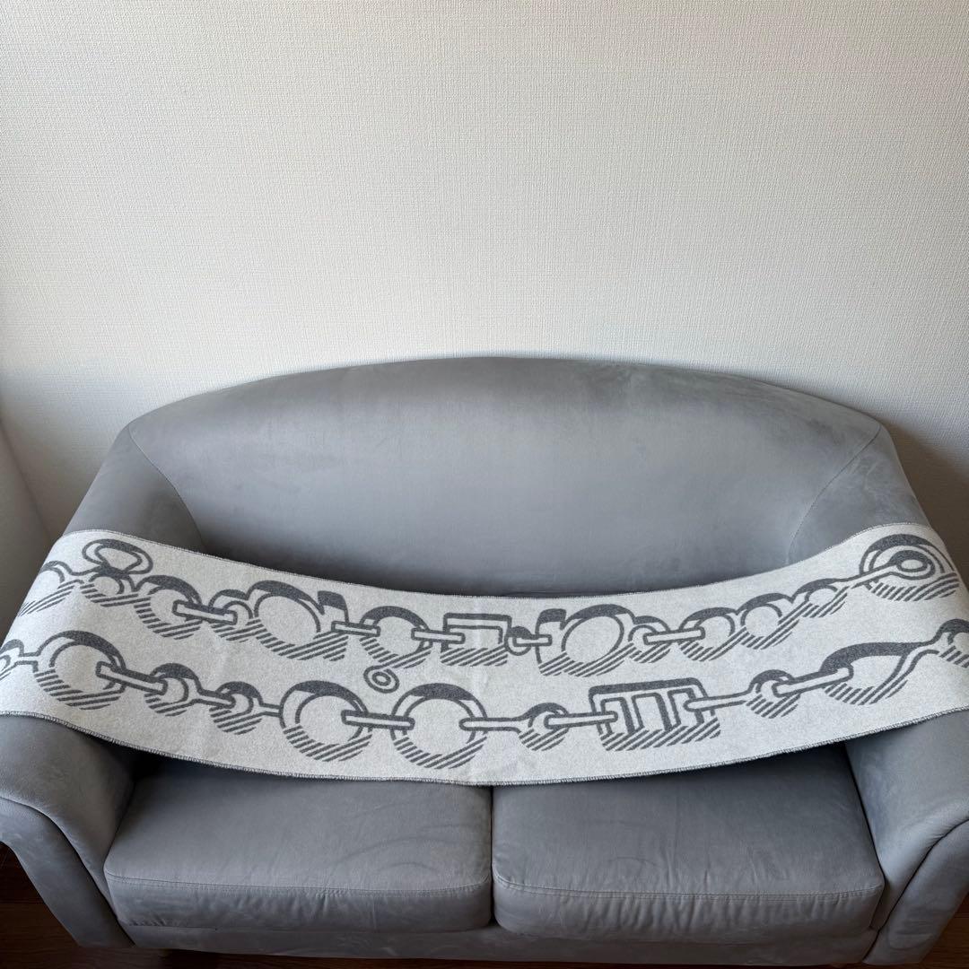 エルメス カザック・ド・レ・ブックル カシミヤ マフラー グレー