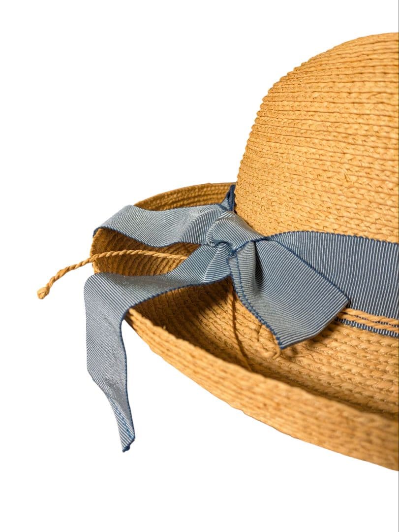 HELEN KAMINSKI 麦わら帽子 ベージュ 水色リボン