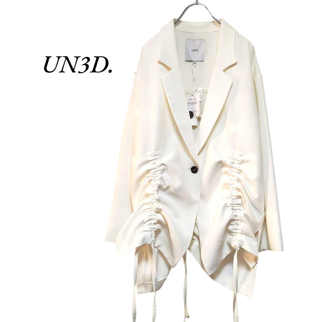 UN3D.　ヘムギャザージャケット　白　アンスリード