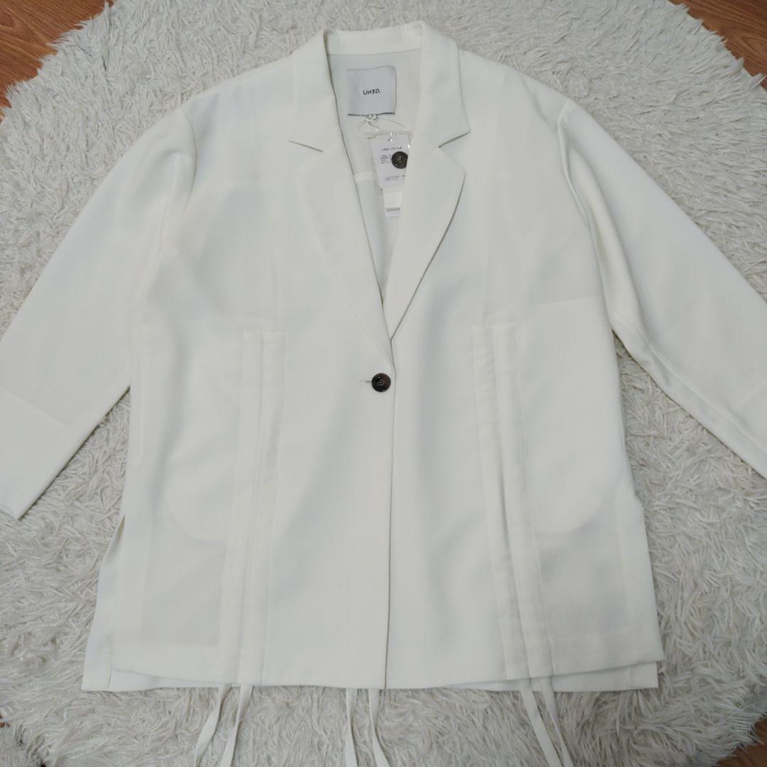 UN3D.　ヘムギャザージャケット　白　アンスリード