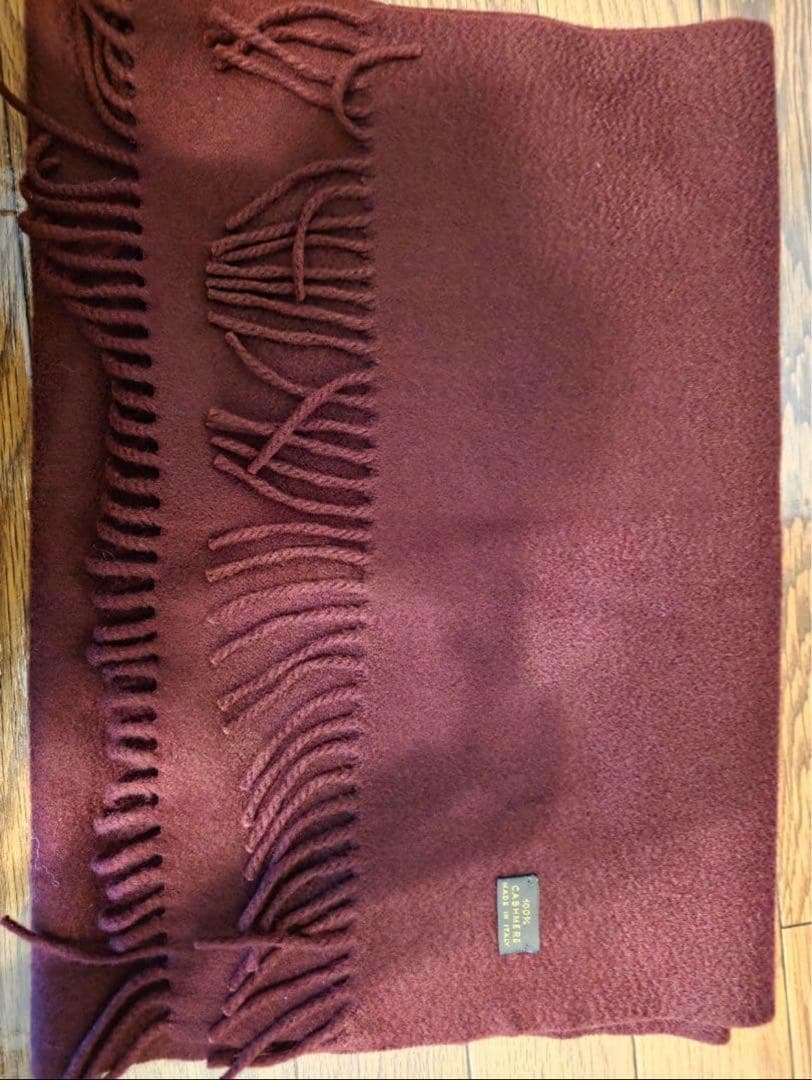 美品　Loro Piana 100% Cashmere マフラー バーガンディ