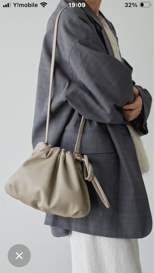 ☆☆お値下げ☆☆ラシット レザー巾着4WAYショルダーバッグ グレージュ