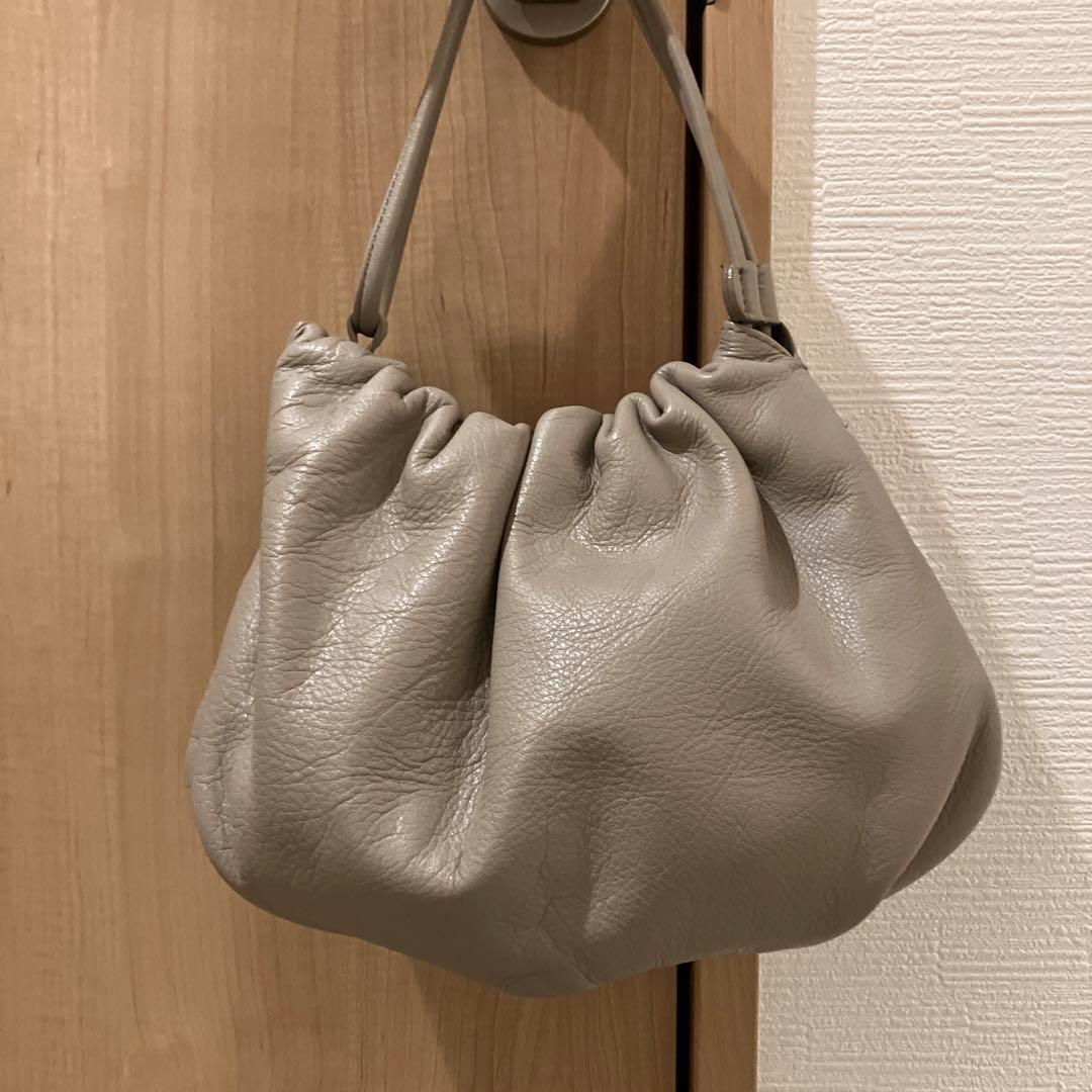 ☆☆お値下げ☆☆ラシット レザー巾着4WAYショルダーバッグ グレージュ