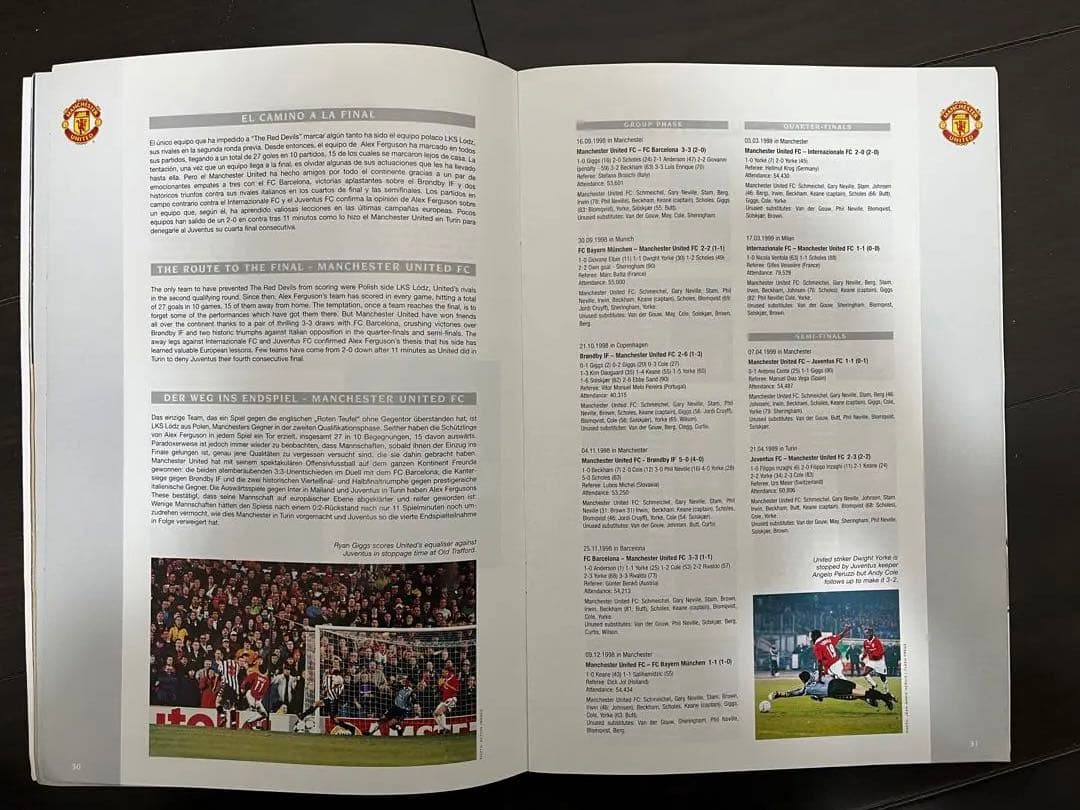 1998-99 CL Final マンU vs バイエルン マッチデープログラム