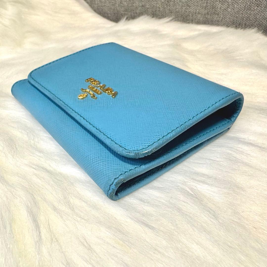 PRADA プラダ サフィアーノ 3つ折財布 ターコイズブルー