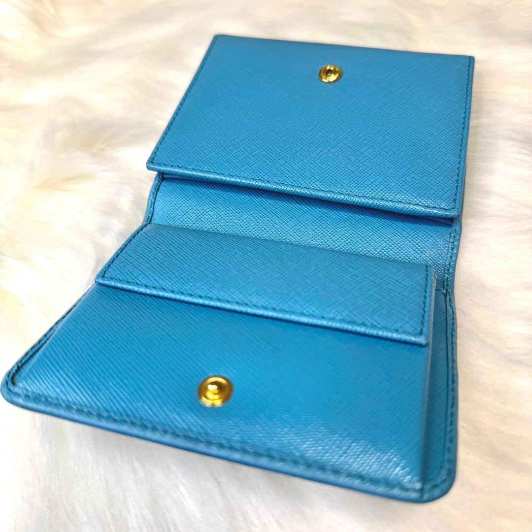PRADA プラダ サフィアーノ 3つ折財布 ターコイズブルー