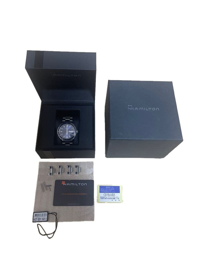 ハミルトン ジャズマスターシービューディデイト クオーツ 綺麗なブルーの文字盤