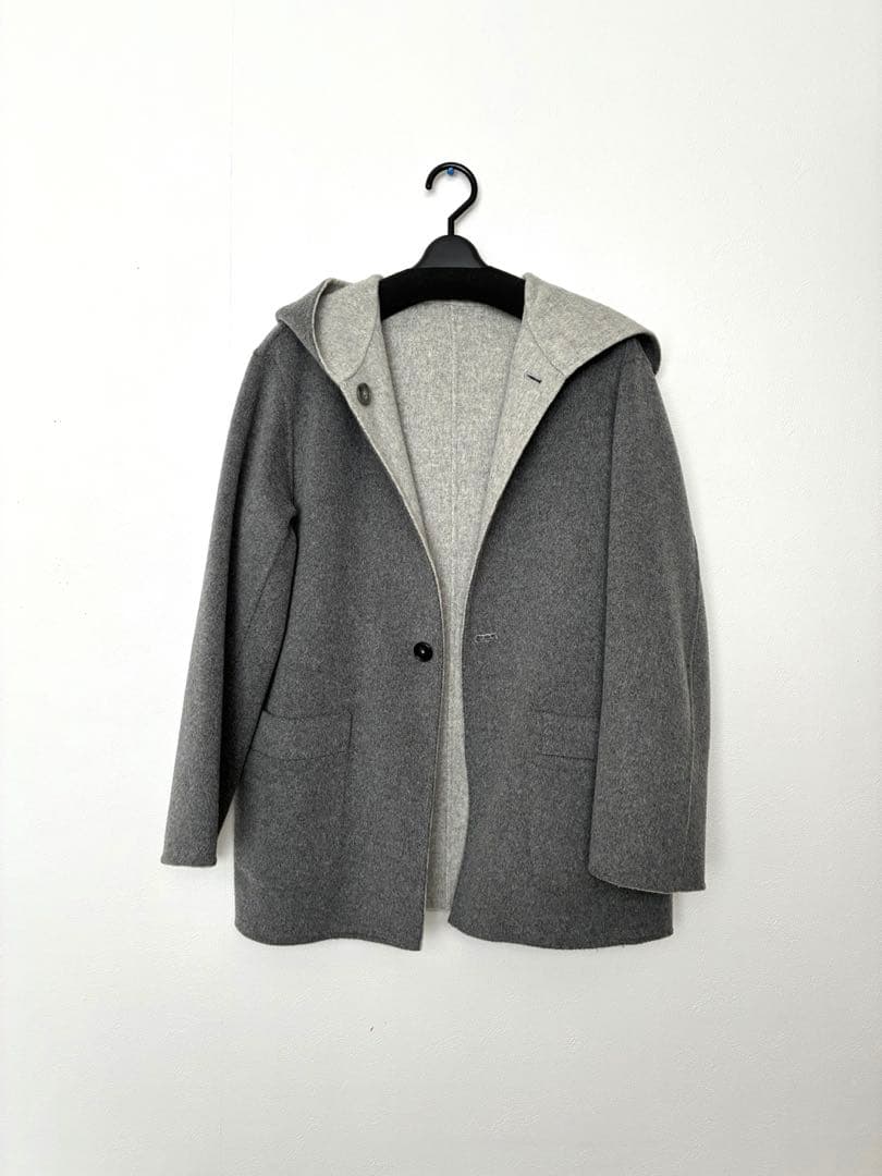 J.PRESSLADIES【リバーシブル】ウールナイロン リバーフーデッドコート