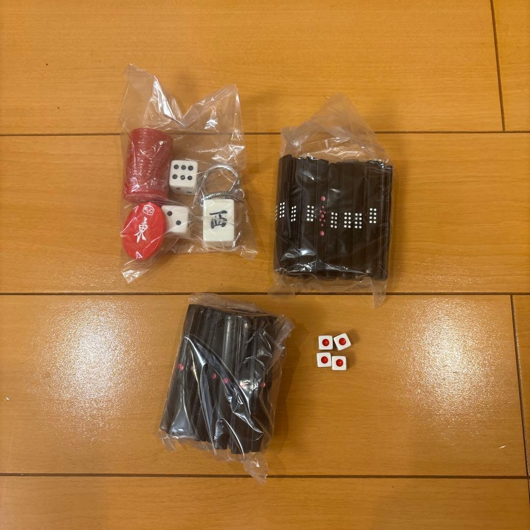 麻雀牌セット オールブラック　木製ケース付き