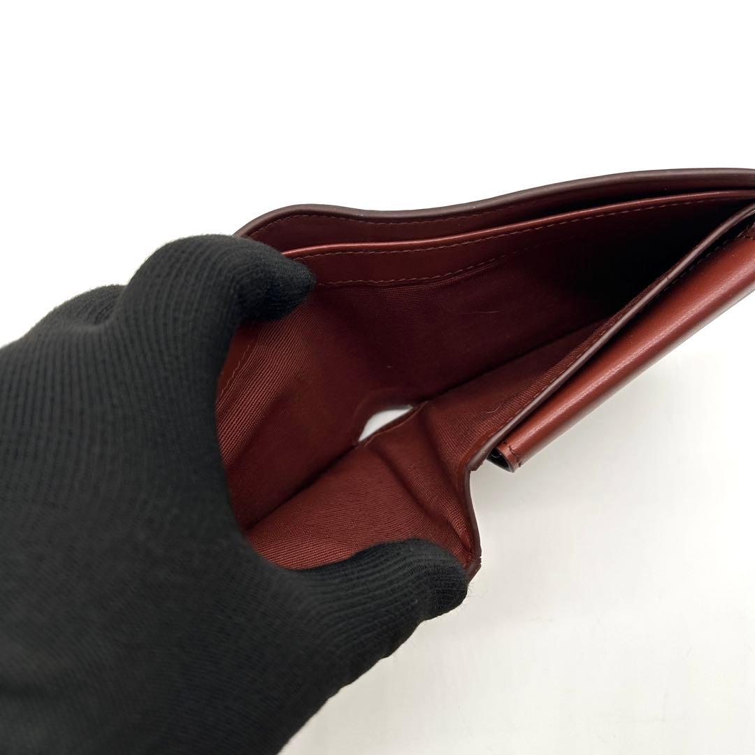 美品 CELINE 二つ折り財布 クロコ レザー ロゴ ブラウン バイフォールド