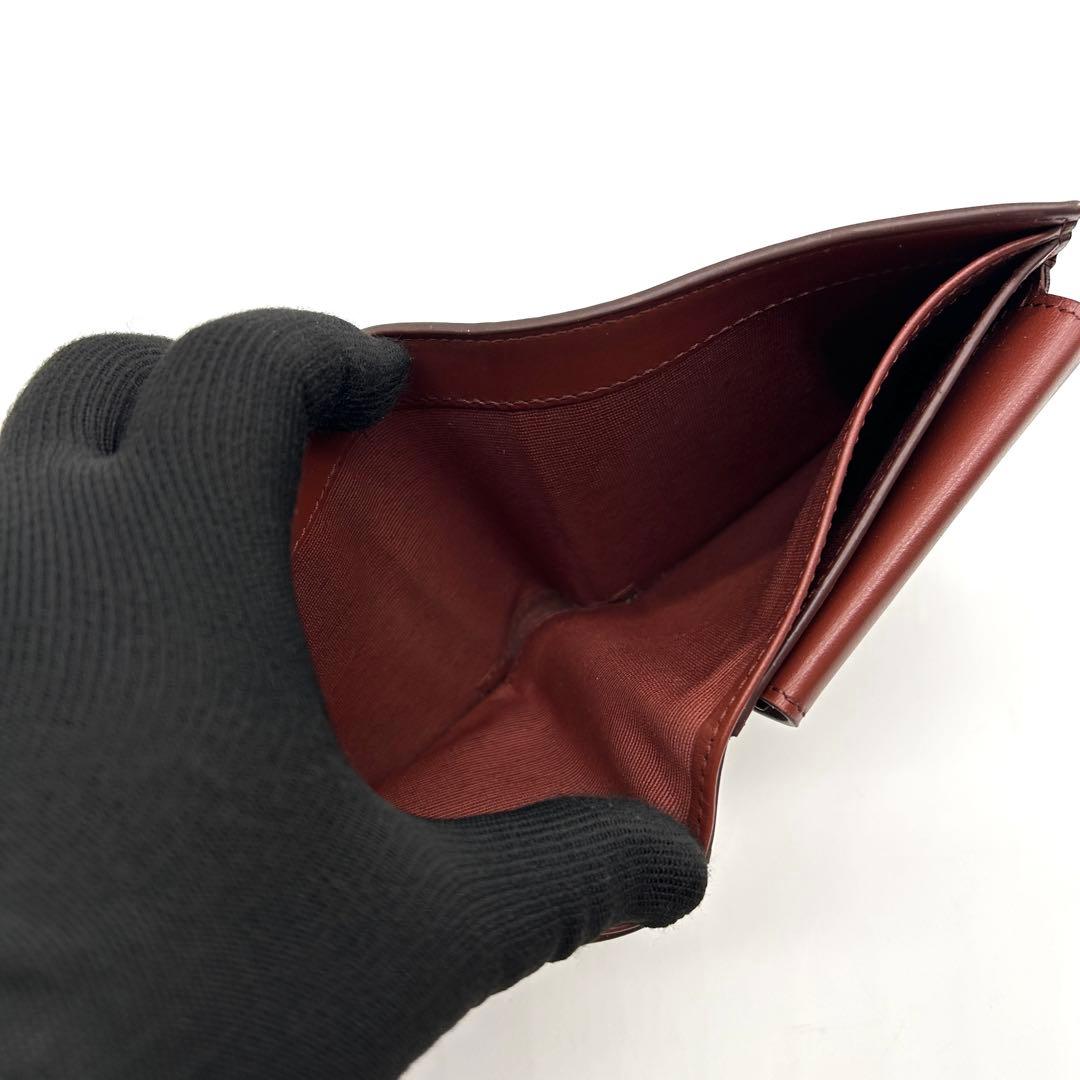 美品 CELINE 二つ折り財布 クロコ レザー ロゴ ブラウン バイフォールド