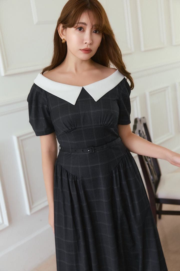 ワンピース Coralie Belted Dress gray check/S