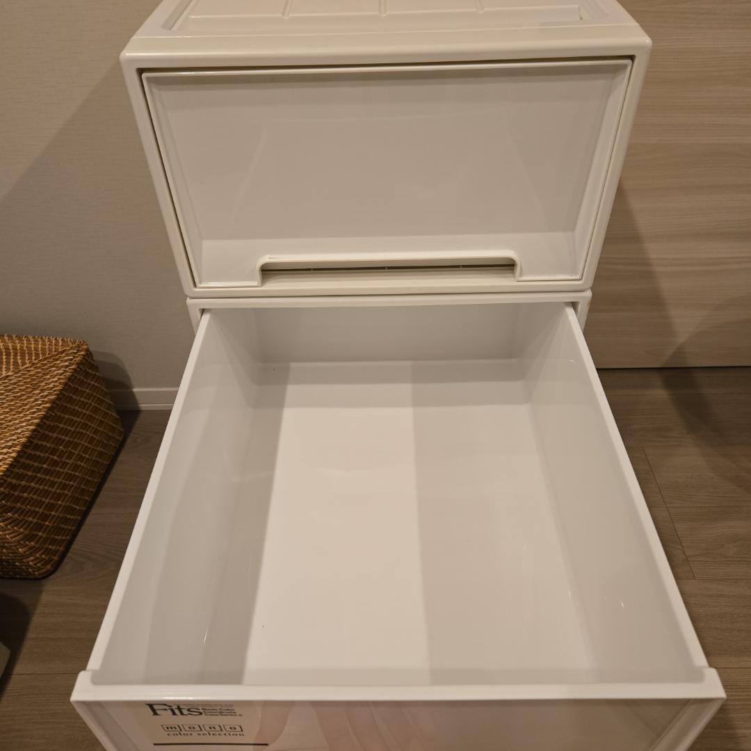【みずき】Fits ホワイト 4段引き出し式衣類収納ケース