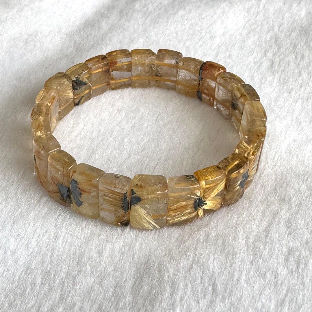 太陽放射 ゴールドルチルクォーツ バングル ブレスレット タイチンルチル