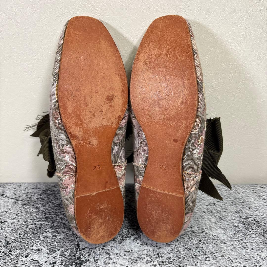 コムデギャルソン　フラットシューズ　リボン　23 刺繍　花柄　奇抜