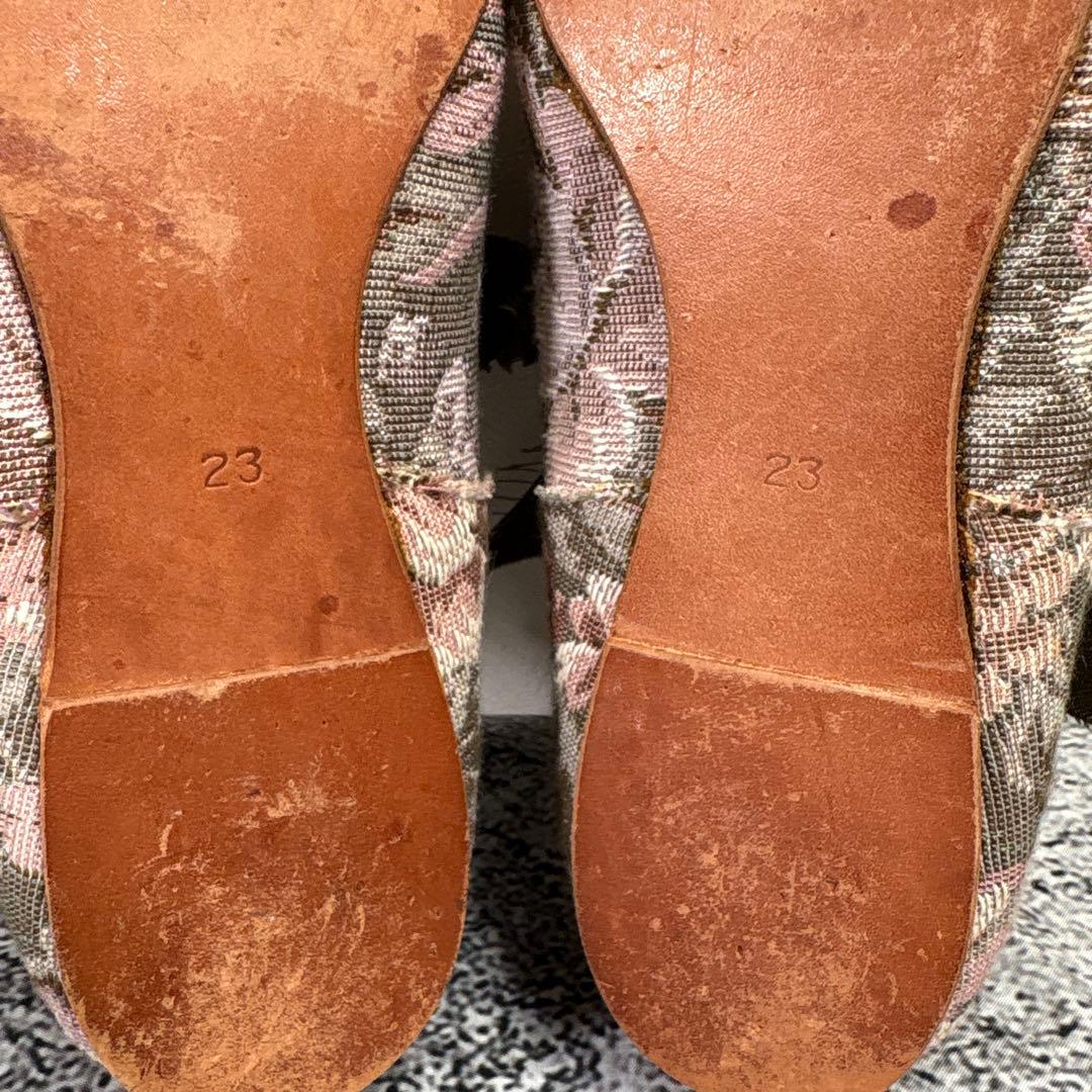 コムデギャルソン　フラットシューズ　リボン　23 刺繍　花柄　奇抜