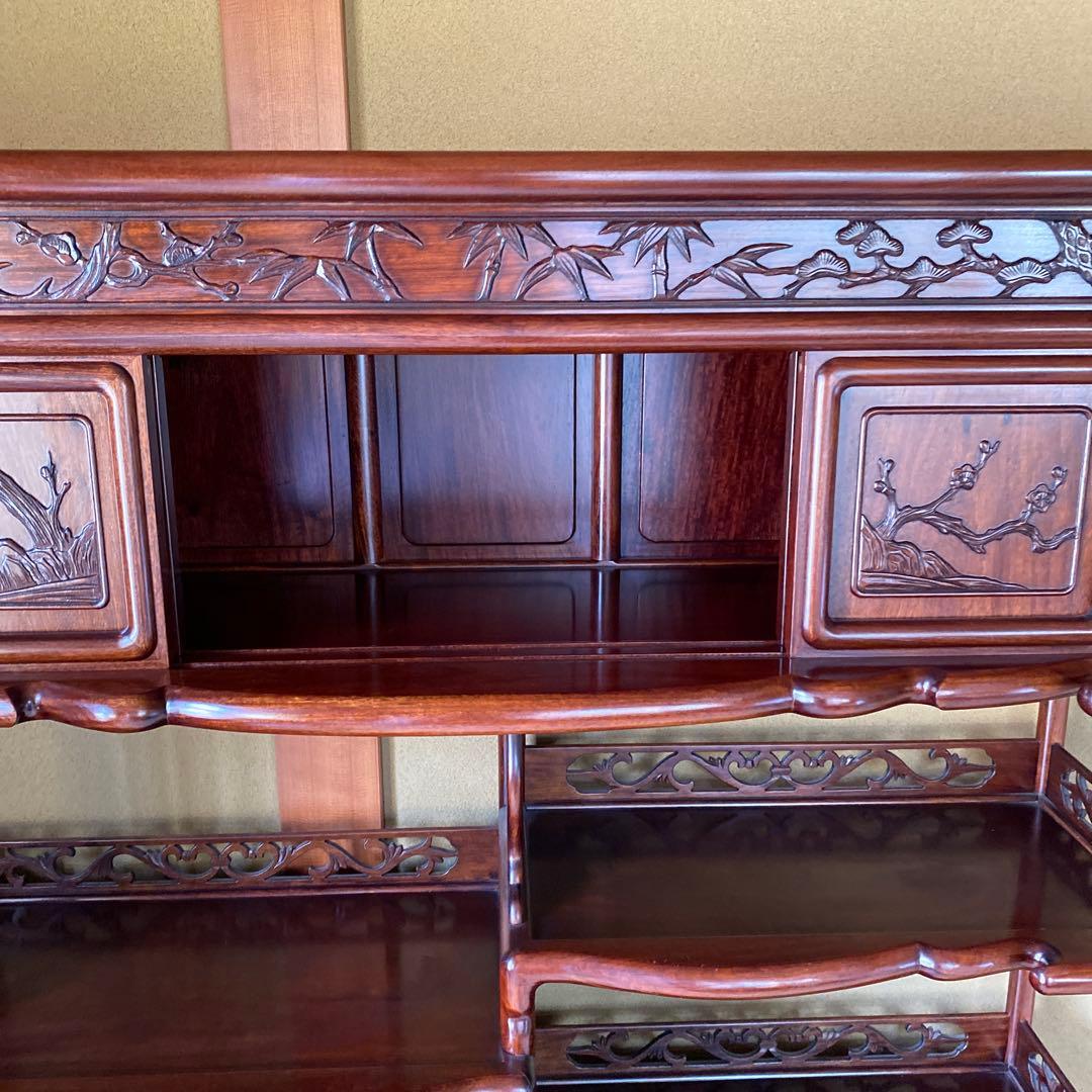 唐木家具　高級　花梨茶棚　希少　アジアン　アンティーク　茶箪笥　保証書付き