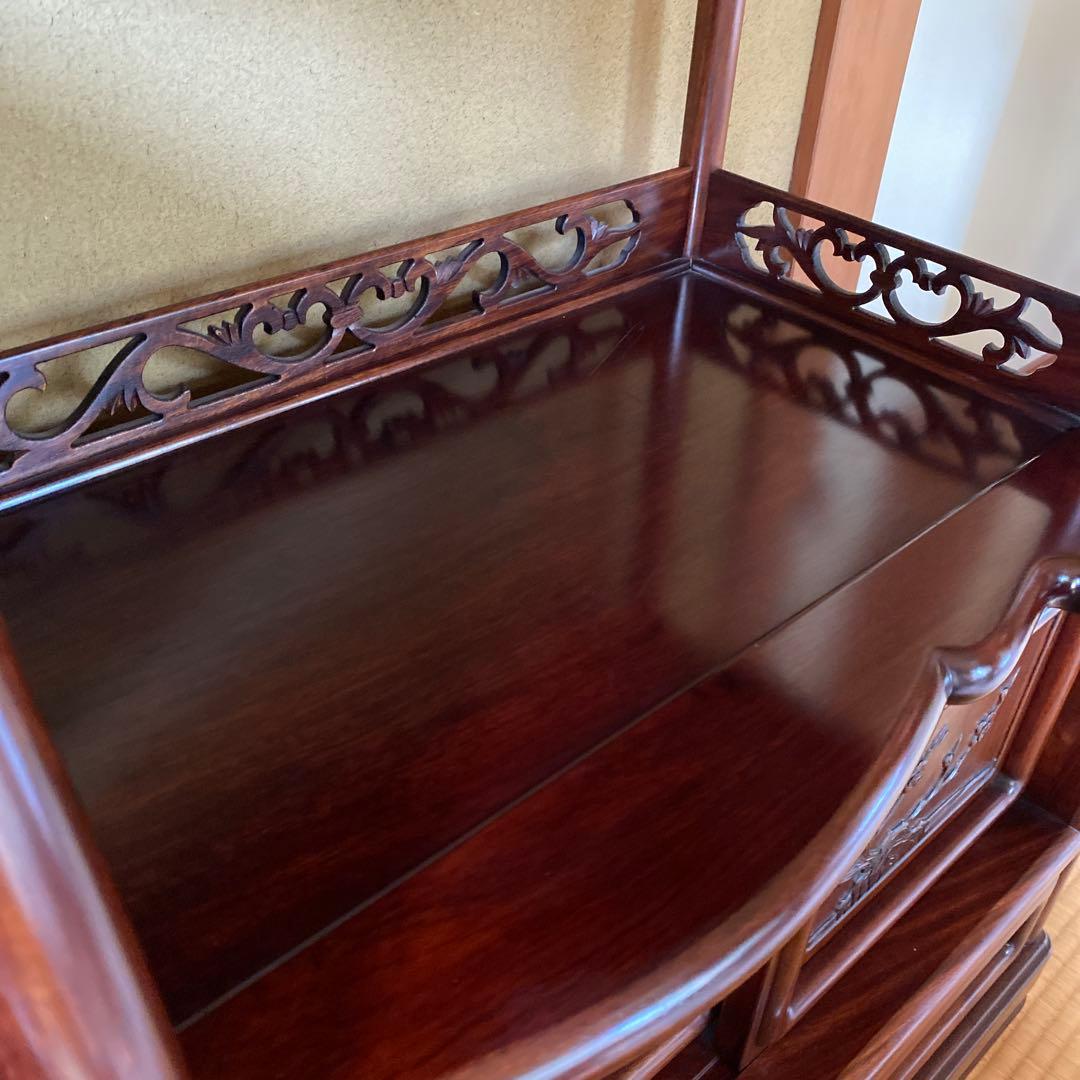 唐木家具　高級　花梨茶棚　希少　アジアン　アンティーク　茶箪笥　保証書付き