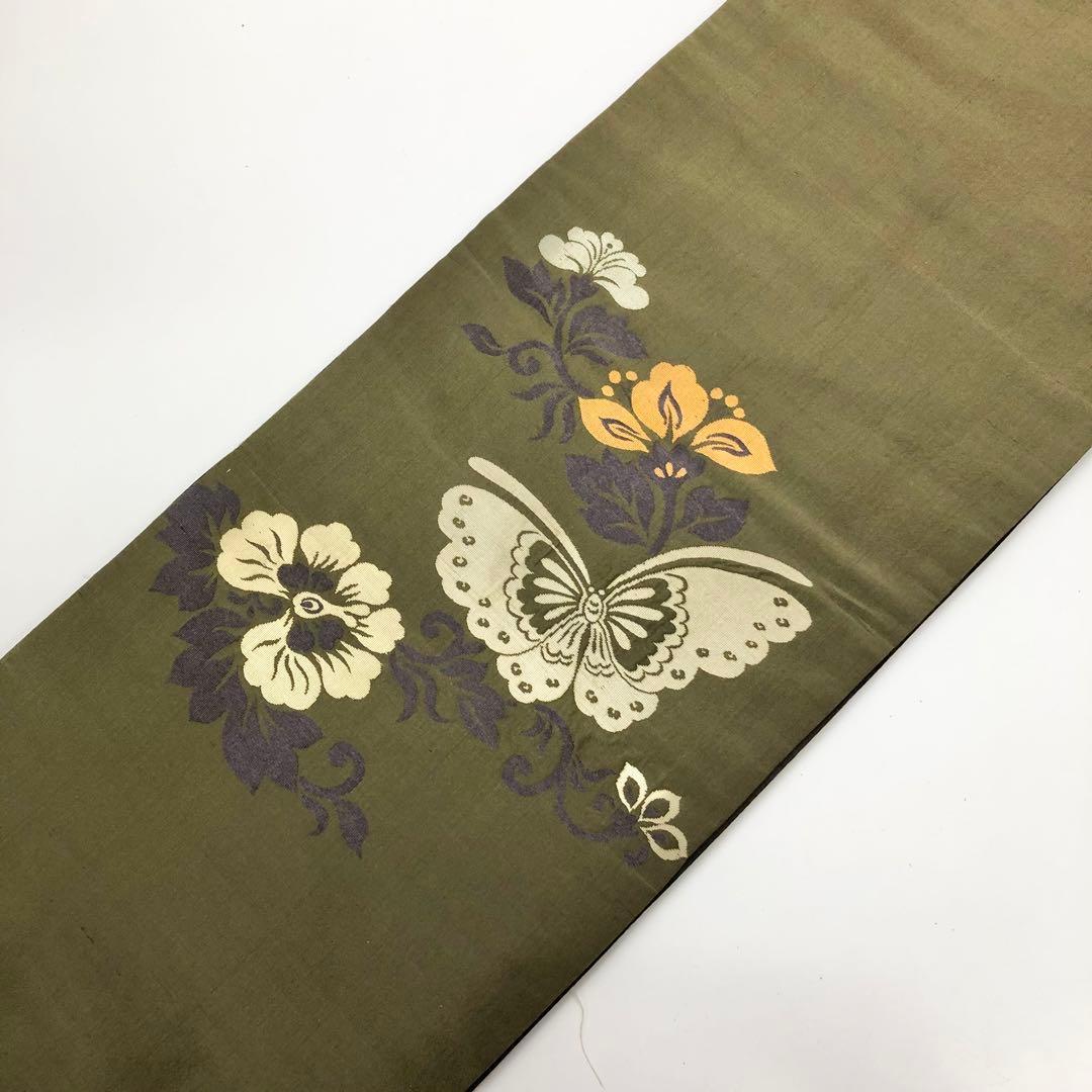 アンティーク帯 昼夜帯 蝶々 花唐草模様 AO-3124