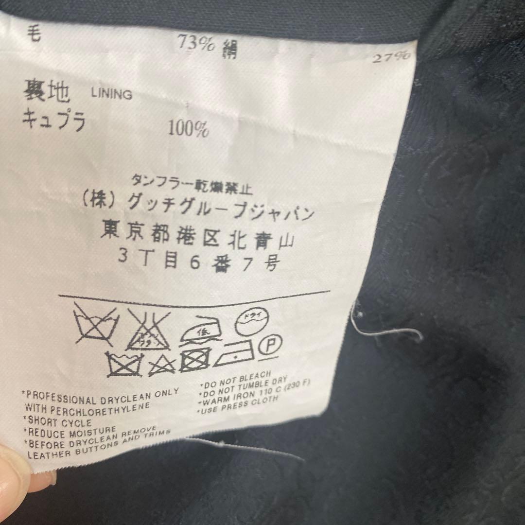 GUCCIストライプスーツブラックにネイビーストライプ52