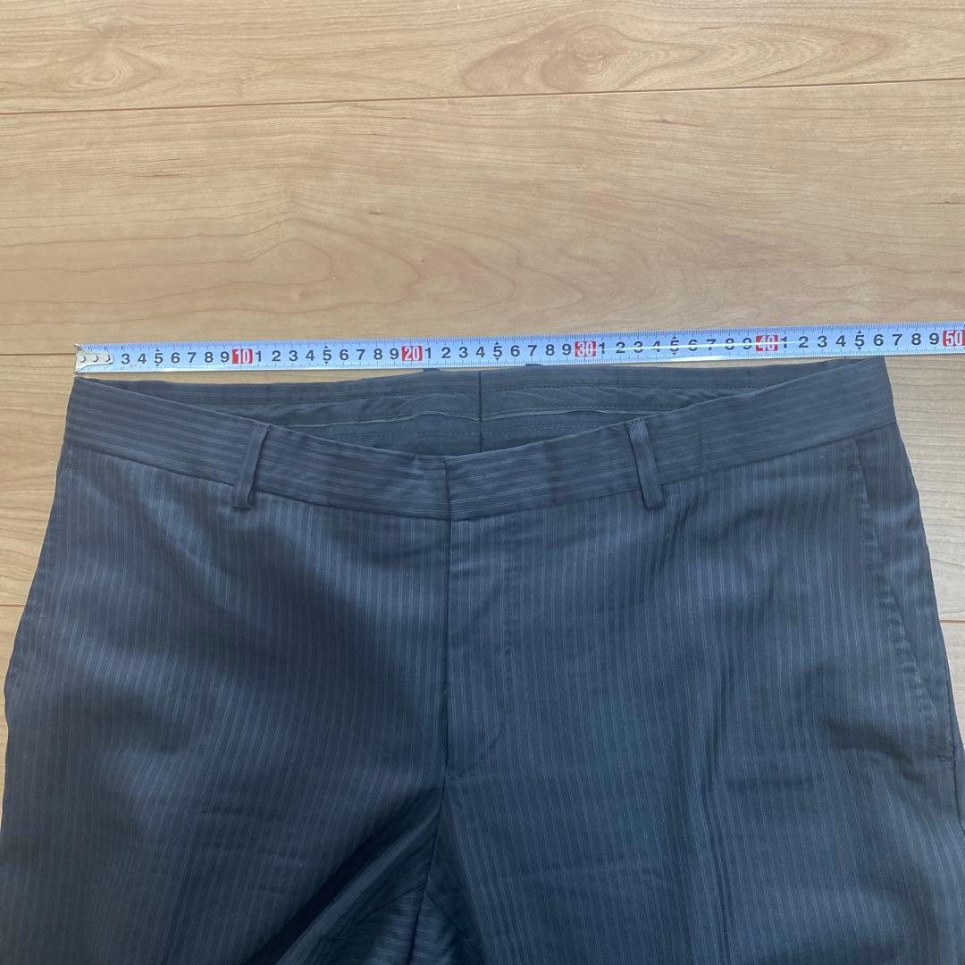 GUCCIストライプスーツブラックにネイビーストライプ52