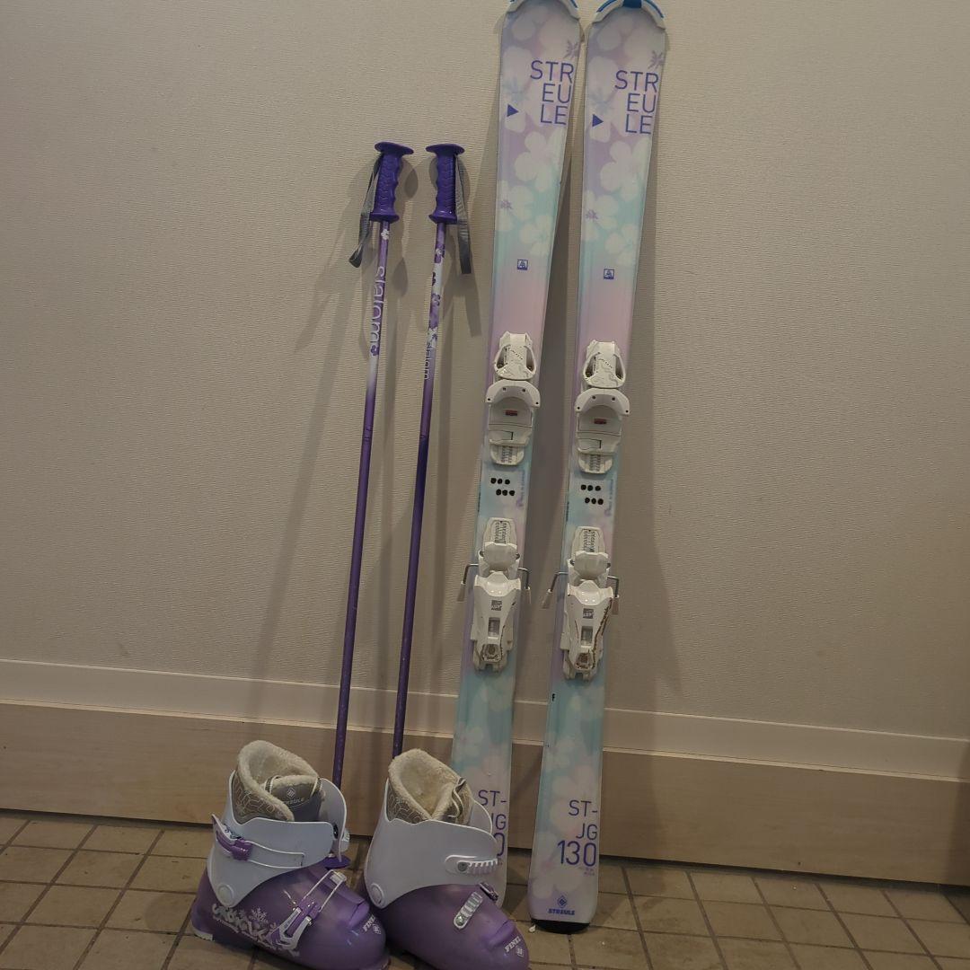 STREULEスキー板130センチ、ストック95センチ、ブーツ23センチ　高学年