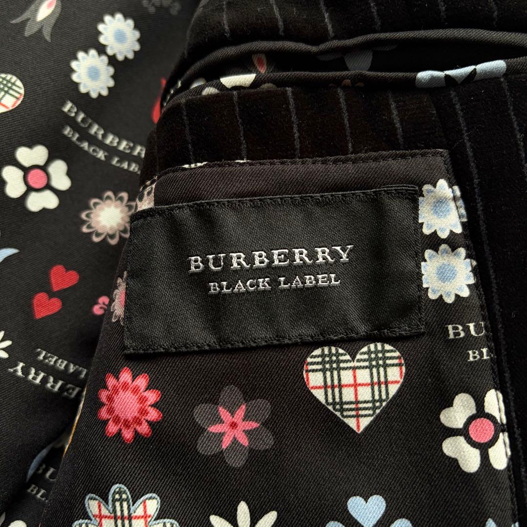 【極美品】バーバリーブラックレーベル テーラードジャケット ベロア 裏地総柄 黒