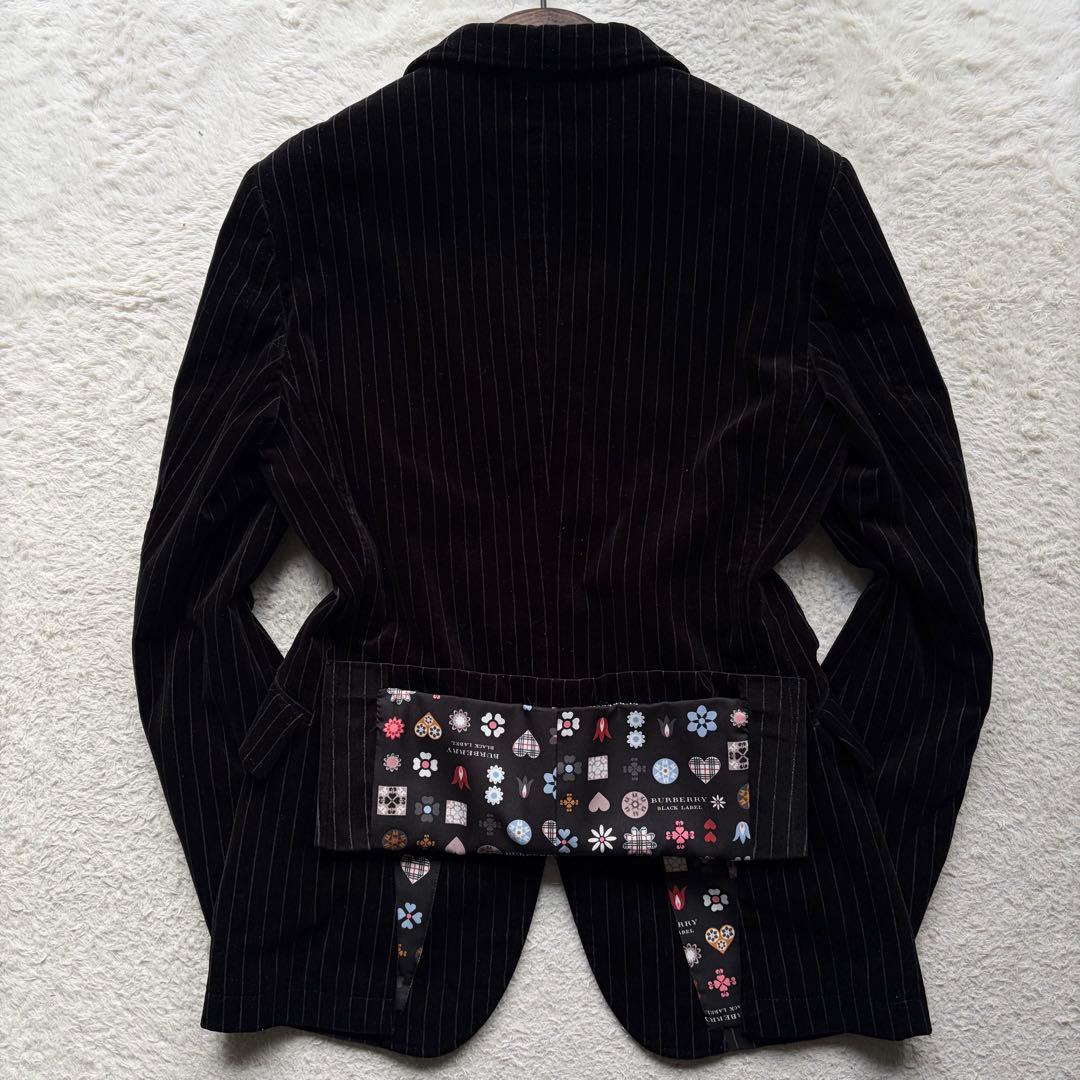 【極美品】バーバリーブラックレーベル テーラードジャケット ベロア 裏地総柄 黒