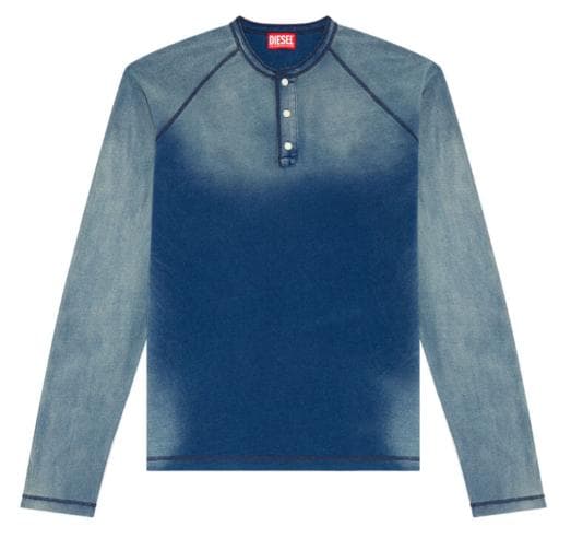 DIESEL 24年モデル美品 予備ボタン付き ヘンリーネック長袖Tシャツ