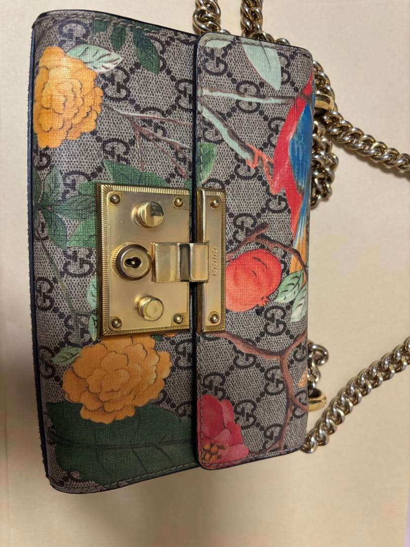 グッチGucciパドロック ベージュメマルチカラー PVCコーティングキャンバス