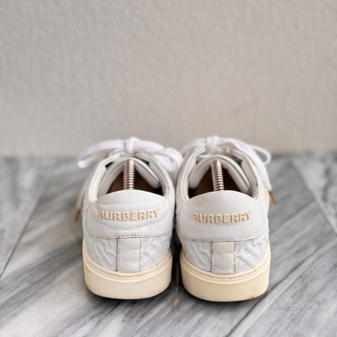 BURBERRY バーバリー ホワイトレザーローカットスニーカー TBモノグラム
