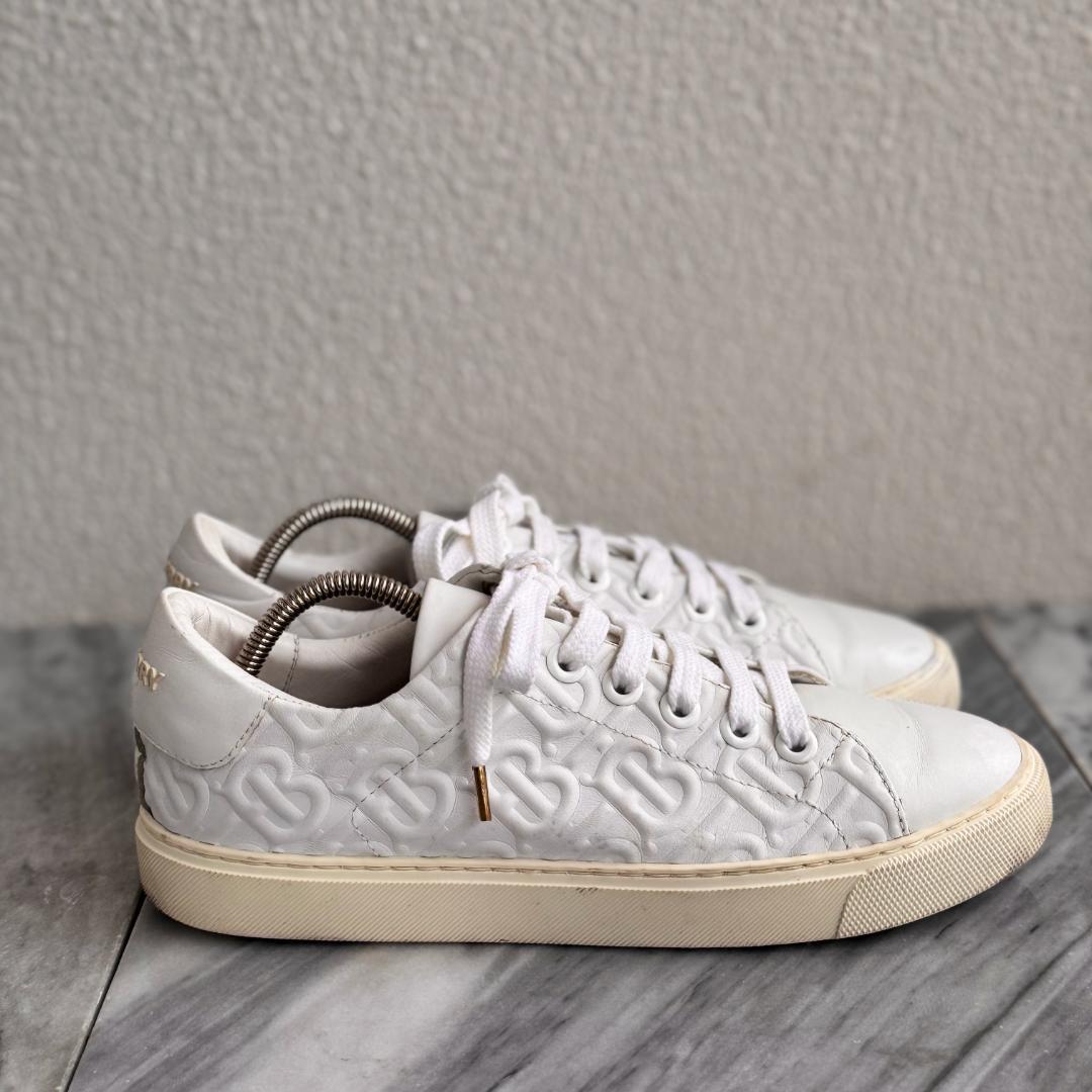 BURBERRY バーバリー ホワイトレザーローカットスニーカー TBモノグラム