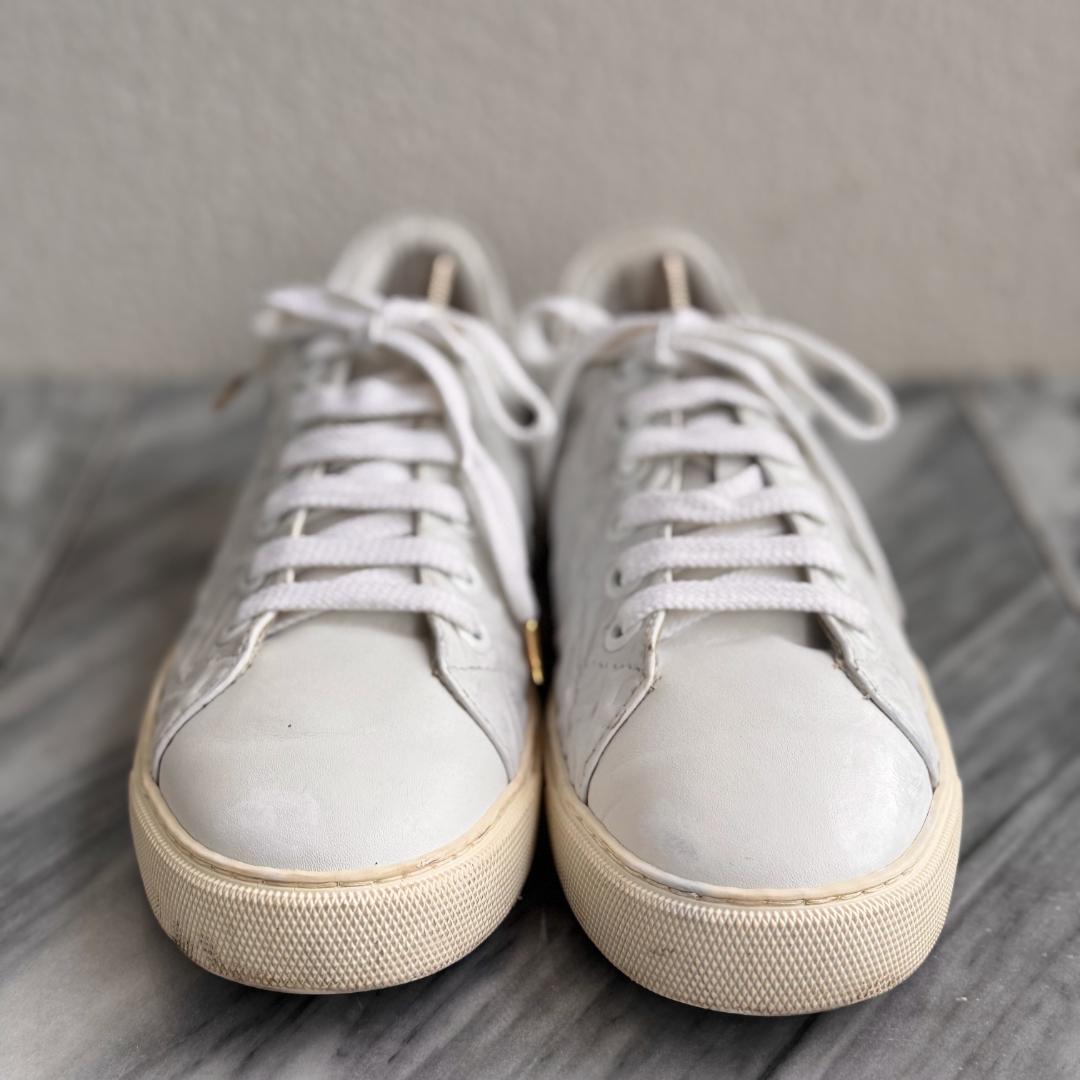 BURBERRY バーバリー ホワイトレザーローカットスニーカー TBモノグラム