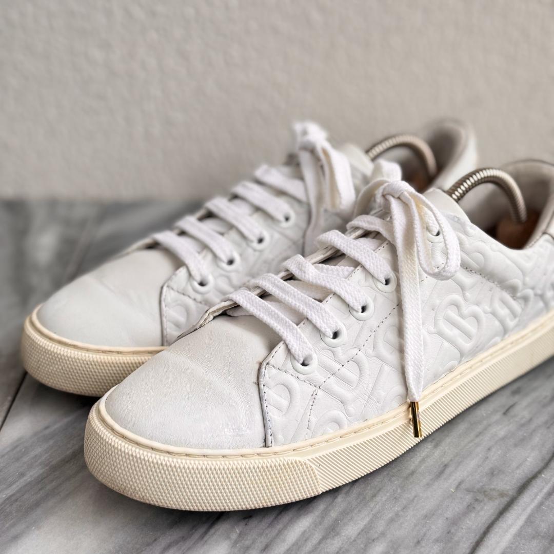 BURBERRY バーバリー ホワイトレザーローカットスニーカー TBモノグラム