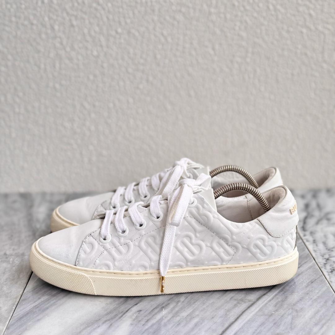 BURBERRY バーバリー ホワイトレザーローカットスニーカー TBモノグラム