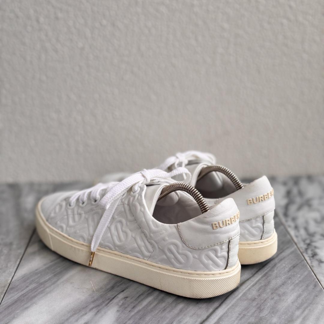 BURBERRY バーバリー ホワイトレザーローカットスニーカー TBモノグラム