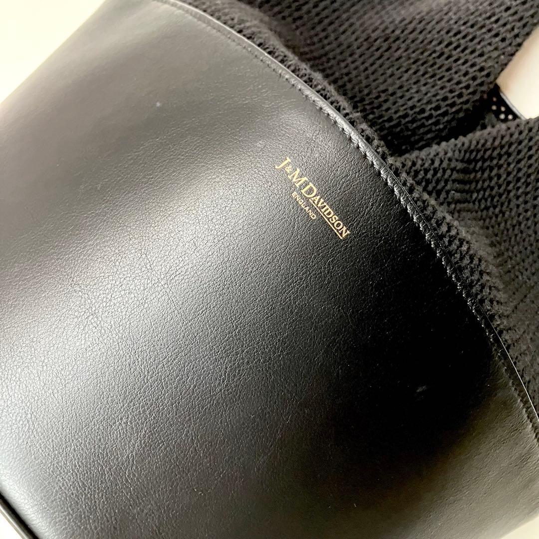 J＆M DAVIDSON メッシュ レイ バケット レザー バッグ ブラック黒色