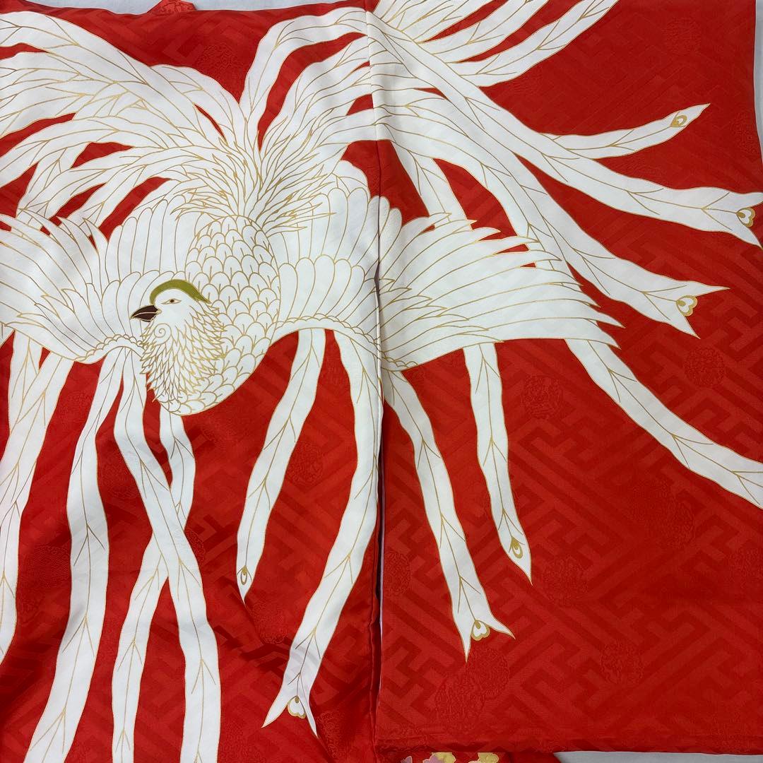 新品正絹産着（お祝着）特撰京友禅伝統白上げ工芸染　本金の糸目仕様優美鳳凰に花桐文