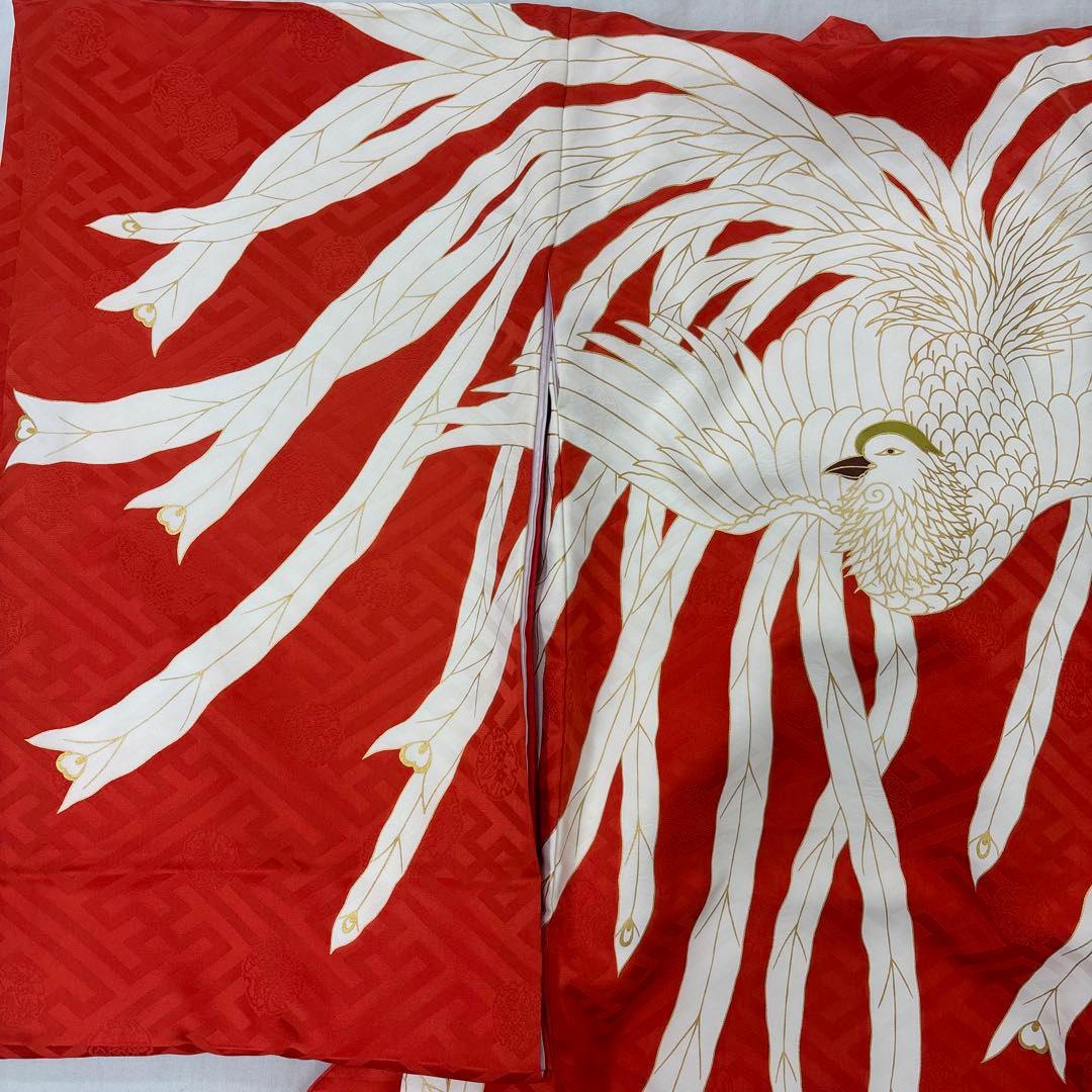 新品正絹産着（お祝着）特撰京友禅伝統白上げ工芸染　本金の糸目仕様優美鳳凰に花桐文