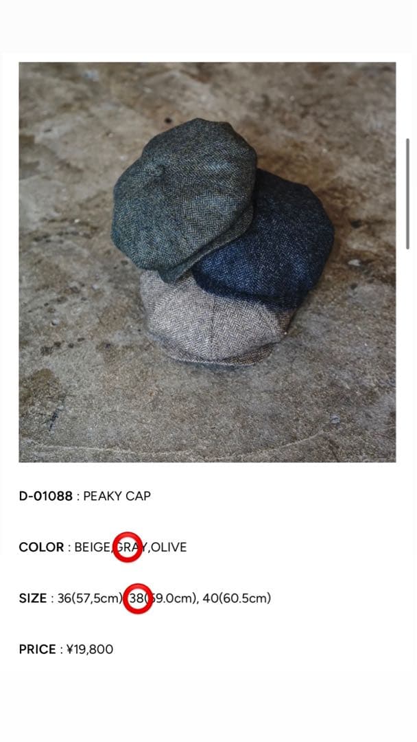 THE H.W.DOG キャスケット サイズ38