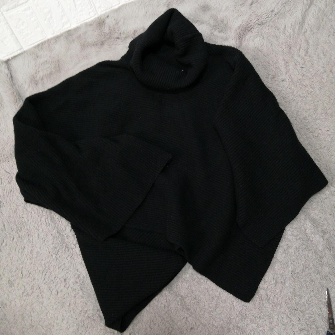 AP STUDIO タートルネック　ポンチョ　プルオーバー　ブラック　カシミヤ