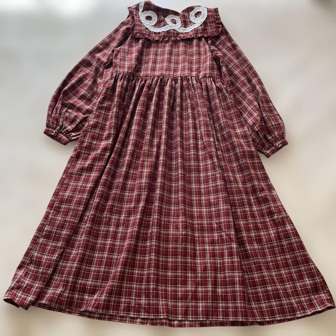 新品未使用✨2025メリージェニー　くるくるフリルカラーワンピース　赤レッド