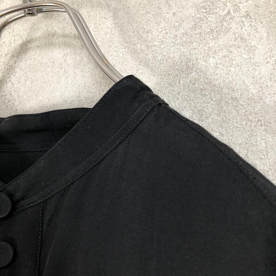 Y's ワイズ スタンドカラー 長袖ワンピース 黒 ブラック