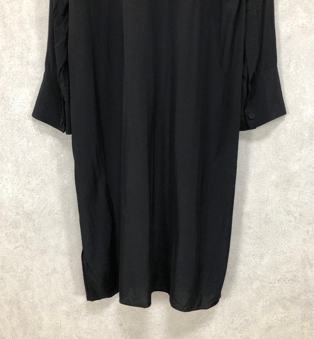 Y's ワイズ スタンドカラー 長袖ワンピース 黒 ブラック