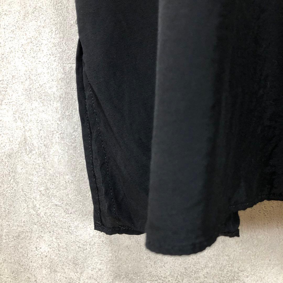 Y's ワイズ スタンドカラー 長袖ワンピース 黒 ブラック