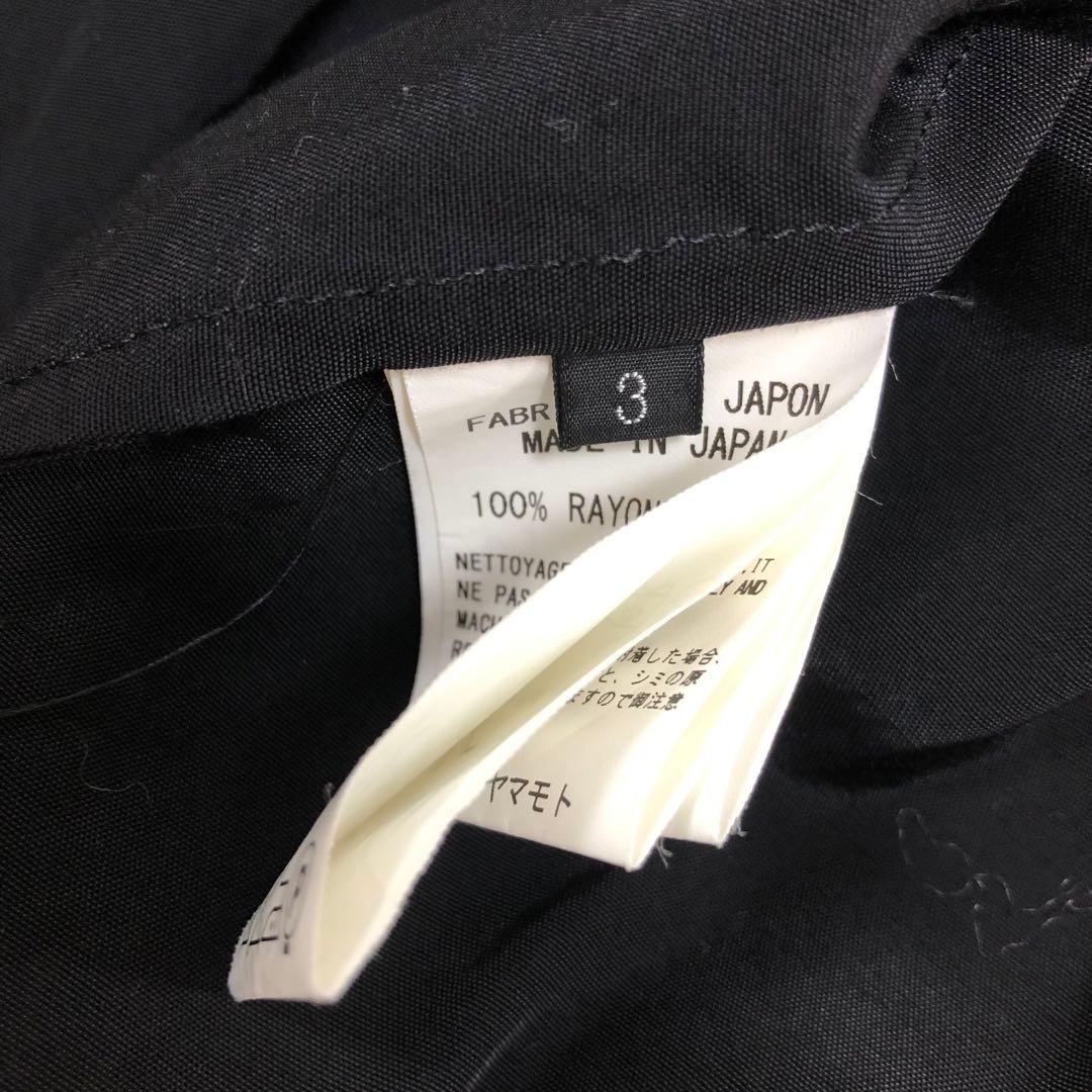 Y's ワイズ スタンドカラー 長袖ワンピース 黒 ブラック